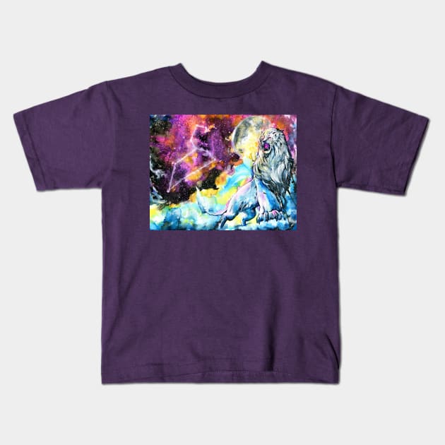 Cosmic Lion Kids T-Shirt by 10000birds